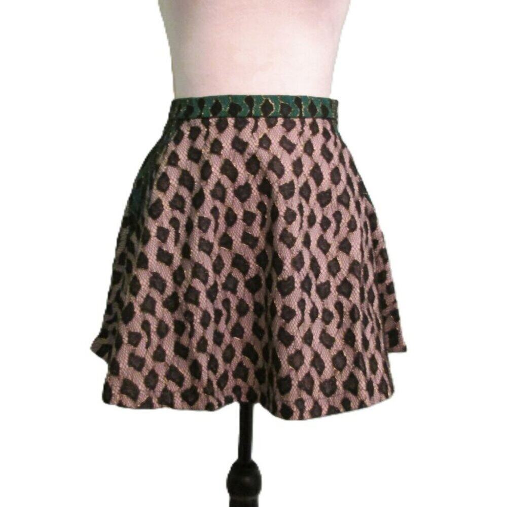 English Rose Metallic Lace Overlay Circle-Skater Mini Skirt-Small/Med-NWOT